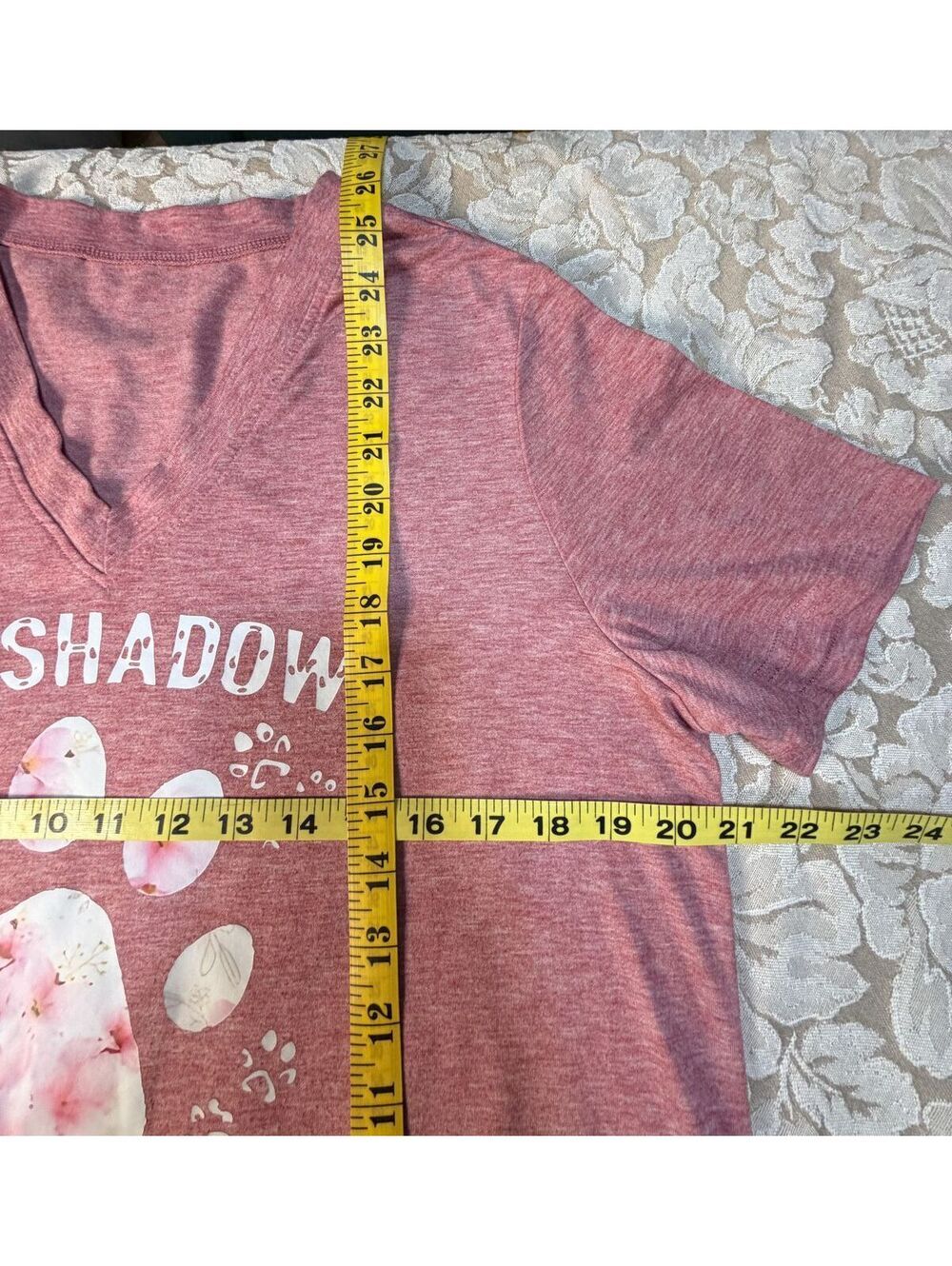 TOP Pink V-Neck Graphic T-Shirt Size L - Picture 2 of 5